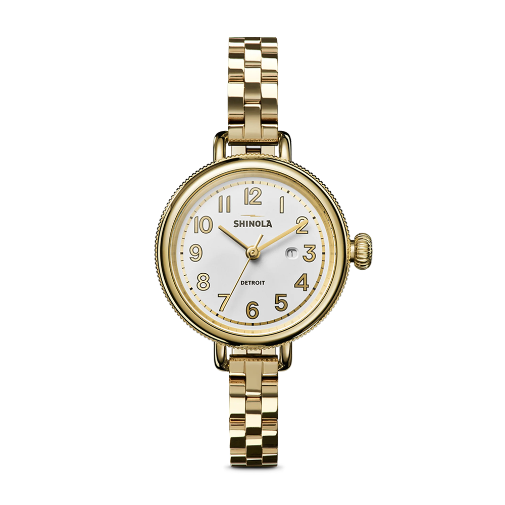 Shinola Birdy 34mm Silver Dial Gold-PVD Watch