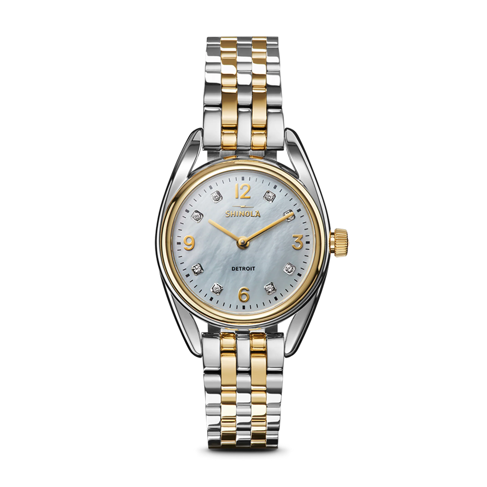 Shinola Derby 30.5mm Mother of Pearl Diamond Dial Two-Tone Bracelet Watch