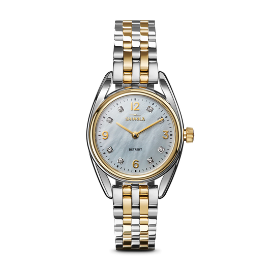 Shinola Derby 30.5mm Mother of Pearl Diamond Dial Two-Tone Bracelet Watch