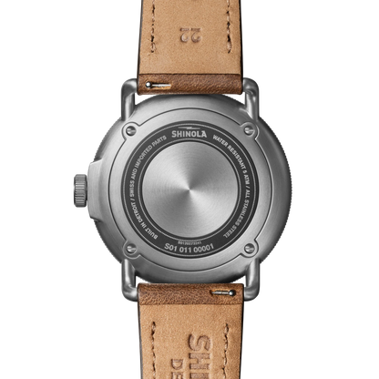 Shinola Canfield Model C56 43mm Continental Blue Dial Tan Leather Strap Watch