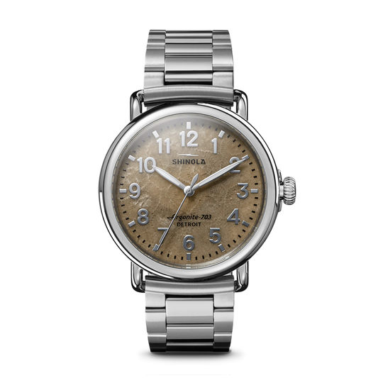 Shinola Runwell 41mm Petoskey Stone Dial Stainless Steel Bracelet Watch