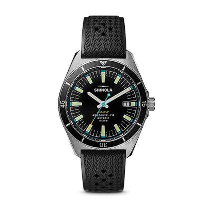 Shinola Duck 40mm Black Dial Rubber Strap Watch