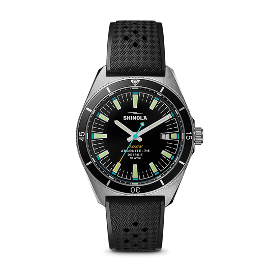 Shinola Duck 40mm Black Dial Rubber Strap Watch