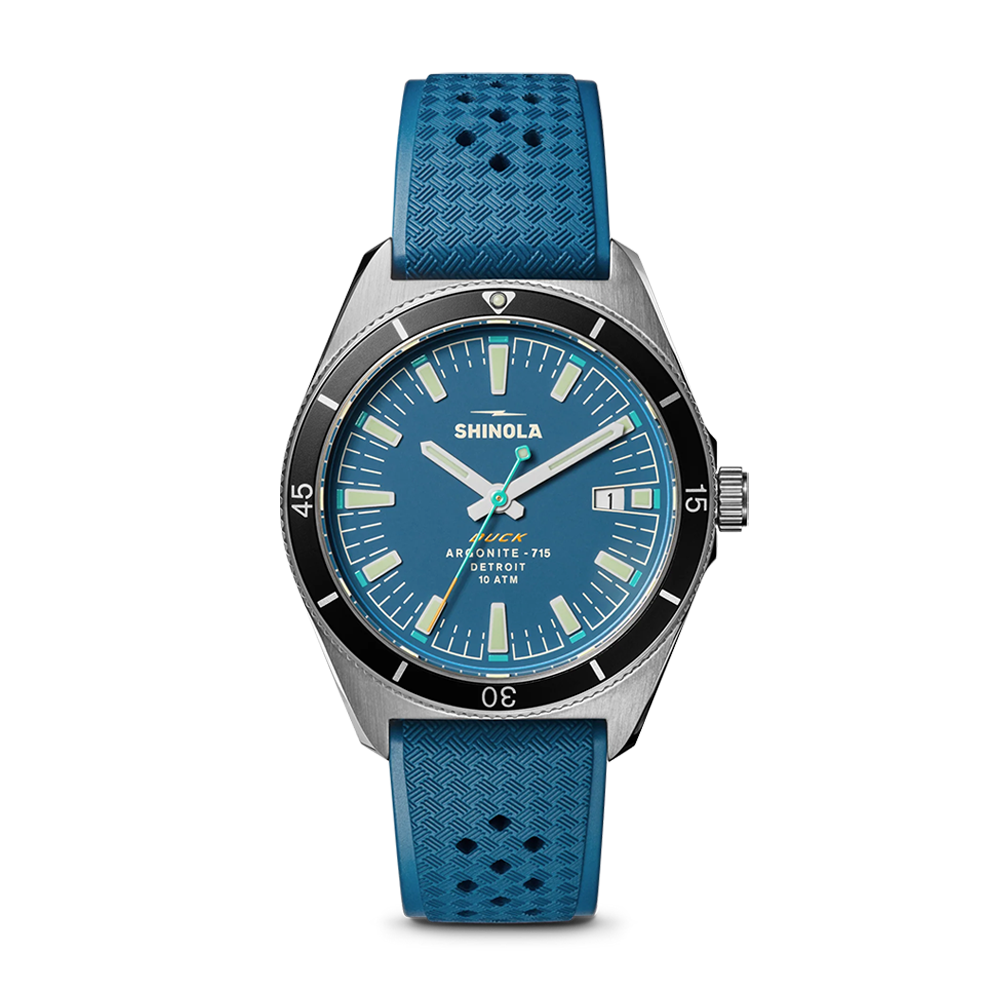 Shinola Duck 40mm Blue Dial Rubber Strap Watch