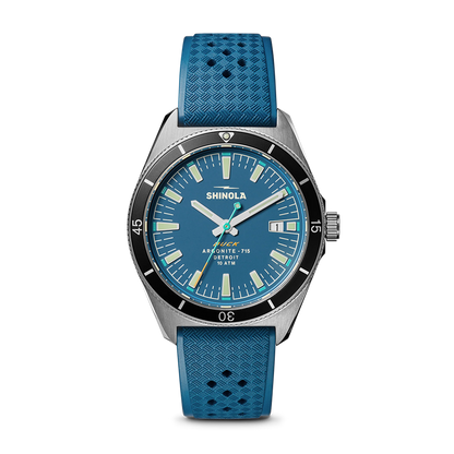 Shinola Duck 40mm Blue Dial Rubber Strap Watch