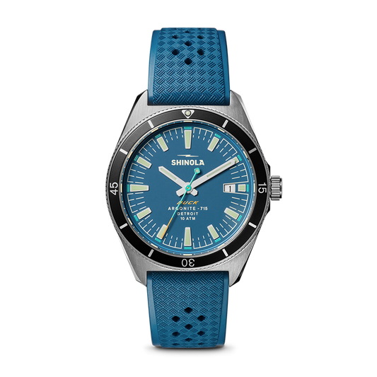 Shinola Duck 40mm Blue Dial Rubber Strap Watch
