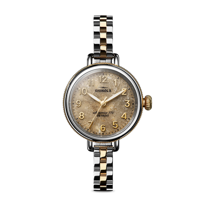Shinola Birdy 34mm Petoskey Stone Dial Two-Tone Bracelet Watch