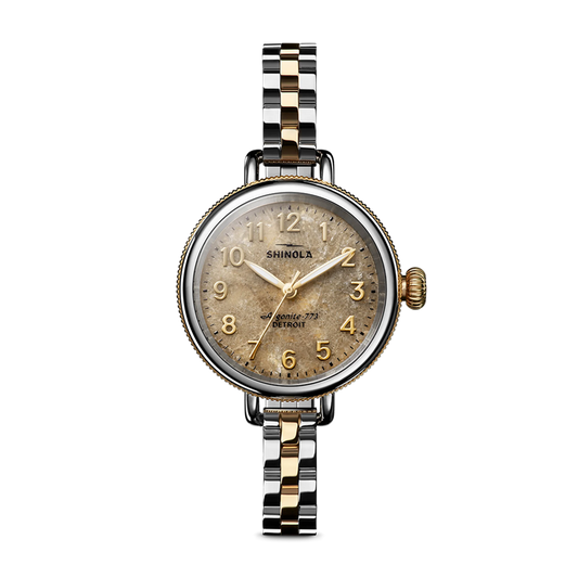 Shinola Birdy 34mm Petoskey Stone Dial Two-Tone Bracelet Watch