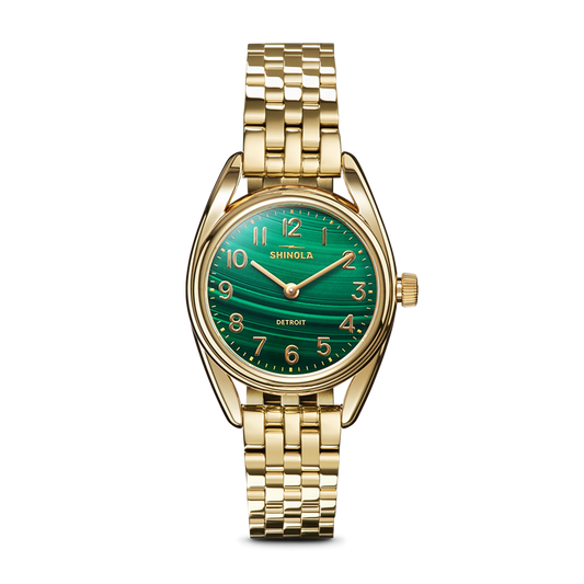 Shinola Derby 30.5mm Green Malachite Dial Gold-PVD Watch