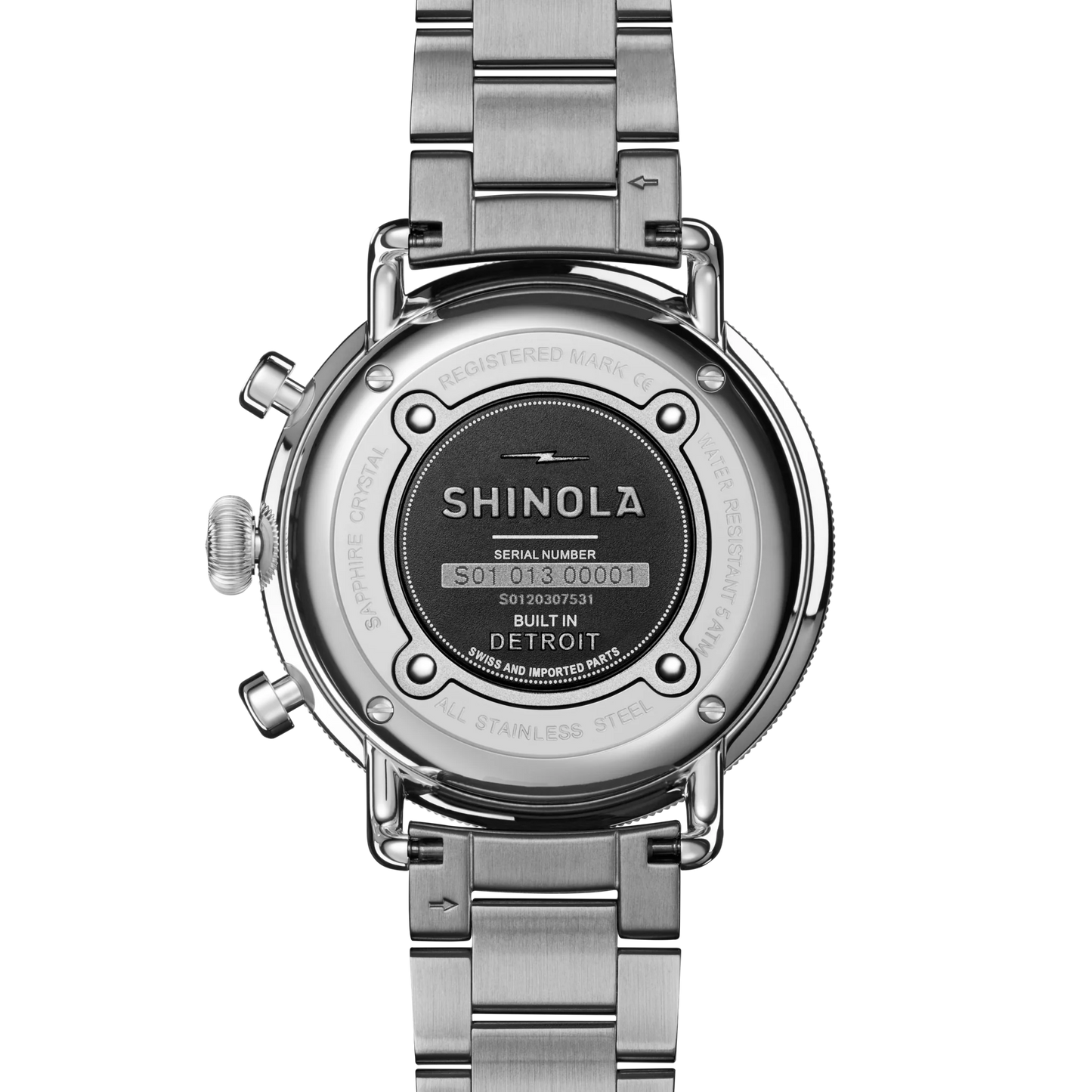 Shinola Canfield Chronograph 43mm Dark Olive Dial Stainless Steel Bracelet Watch