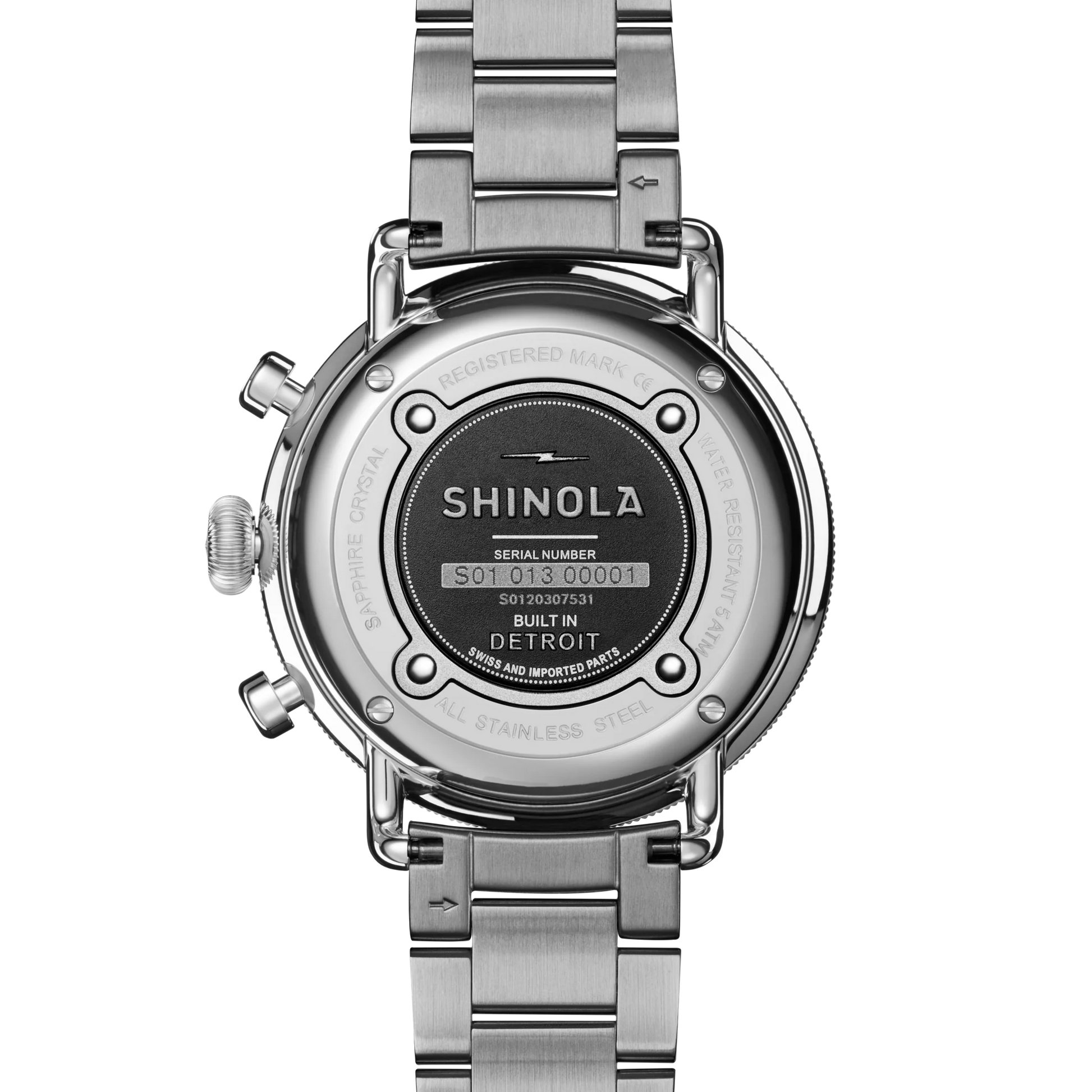 Shinola Canfield Chronograph 43mm Dark Olive Dial Stainless Steel Bracelet Watch