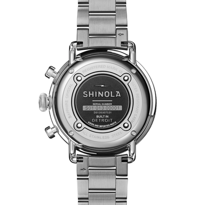 Shinola Canfield Chronograph 43mm Dark Olive Dial Stainless Steel Bracelet Watch