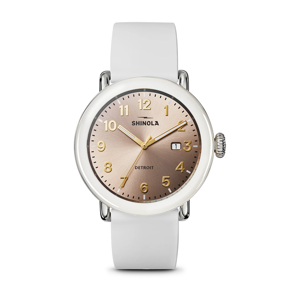 Shinola Detrola 41mm Nude Dial Cream Rubber Strap Watch