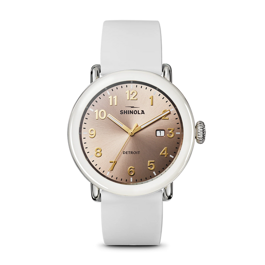 Shinola Detrola 41mm Nude Dial Cream Rubber Strap Watch