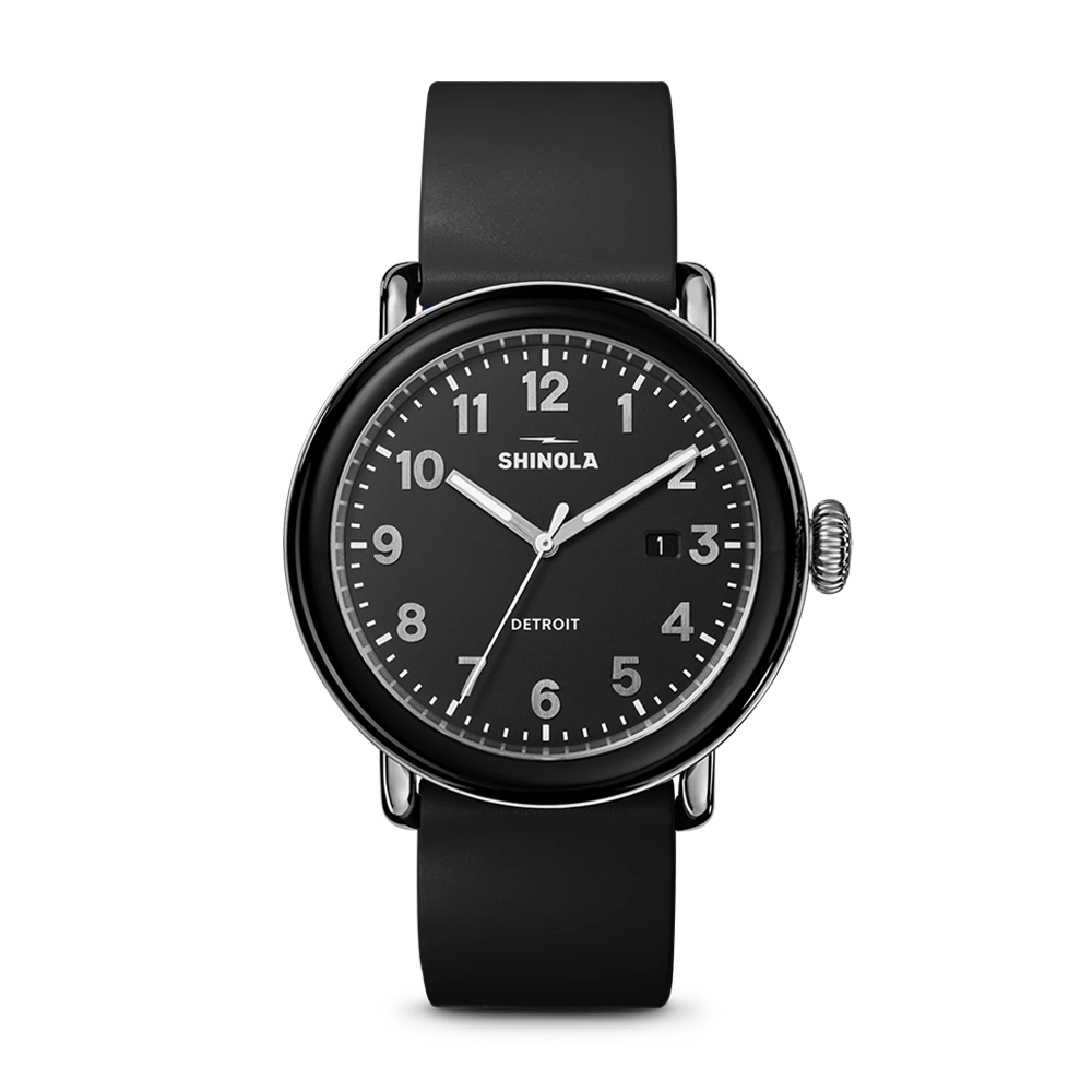 Shinola Detrola 41mm Black Dial Rubber Strap Watch