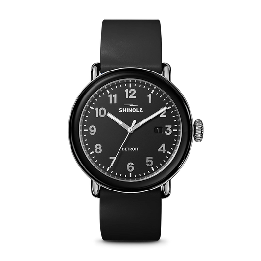 Shinola Detrola 41mm Black Dial Rubber Strap Watch