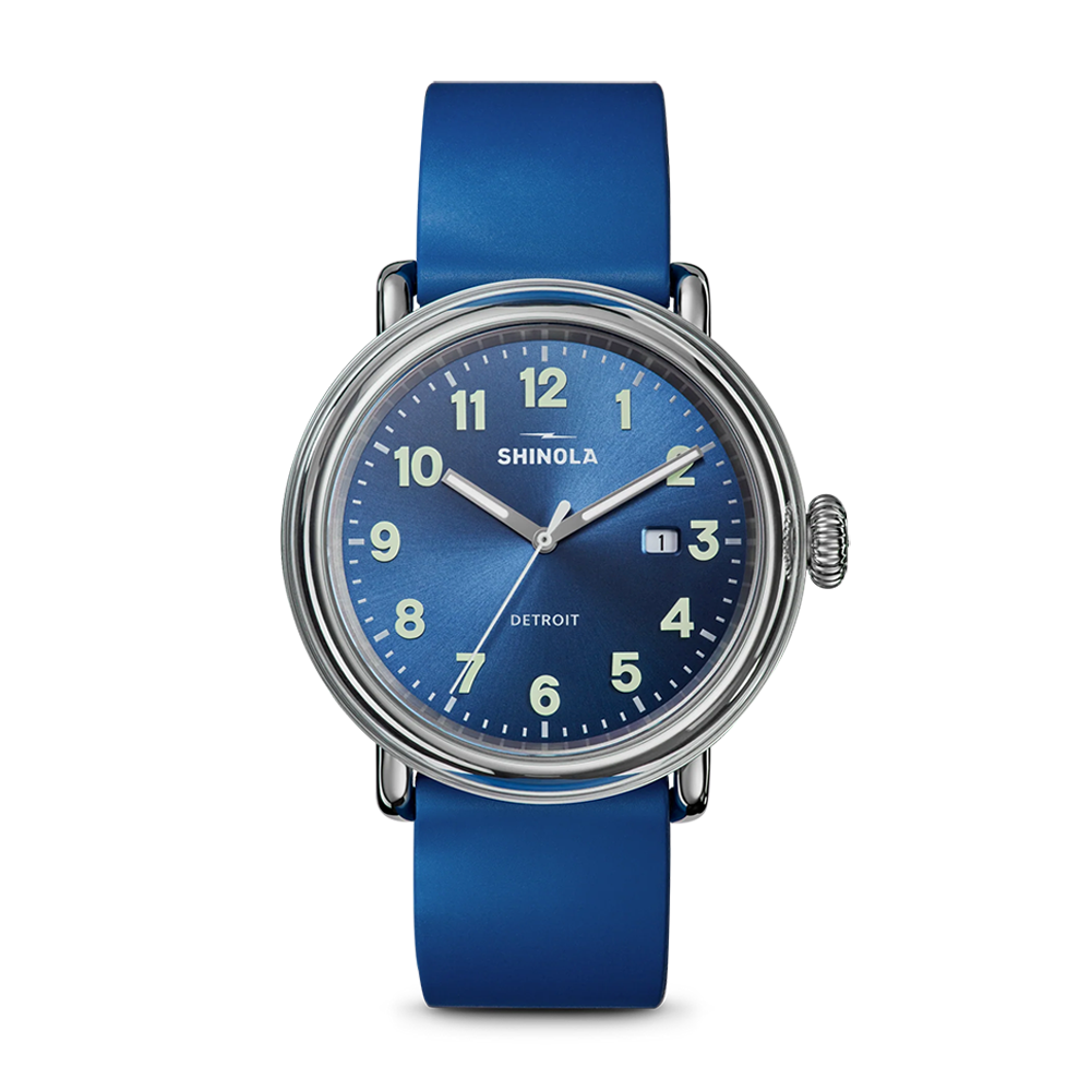 Shinola Detrola 41mm Denim Blue Dial Rubber Strap Watch