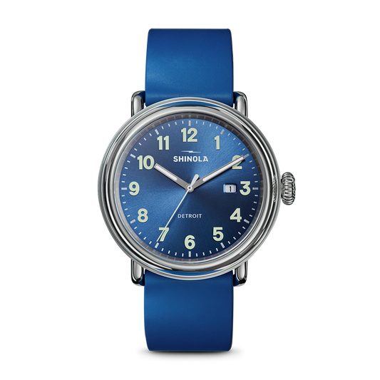 Shinola Detrola 41mm Denim Blue Dial Rubber Strap Watch