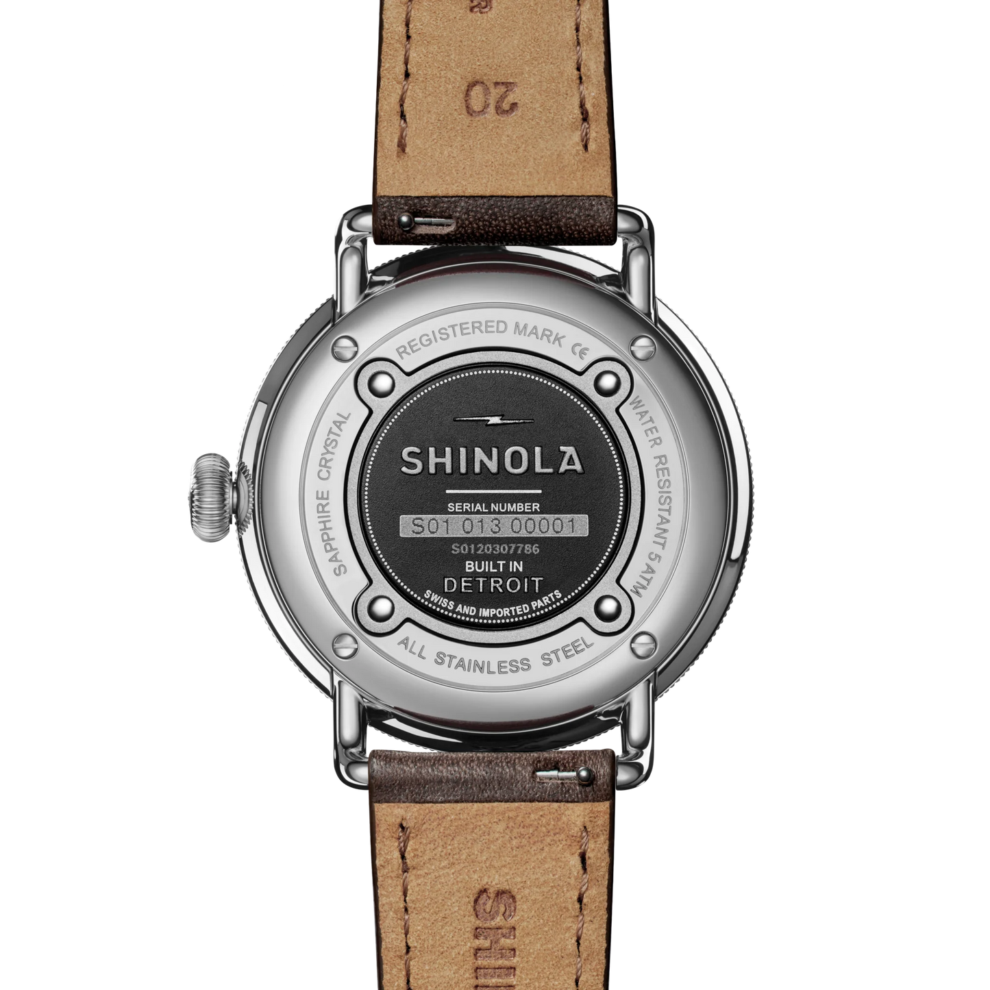 Shinola Canfield 43mm Dark Olive Dial Brown Leather Strap Watch