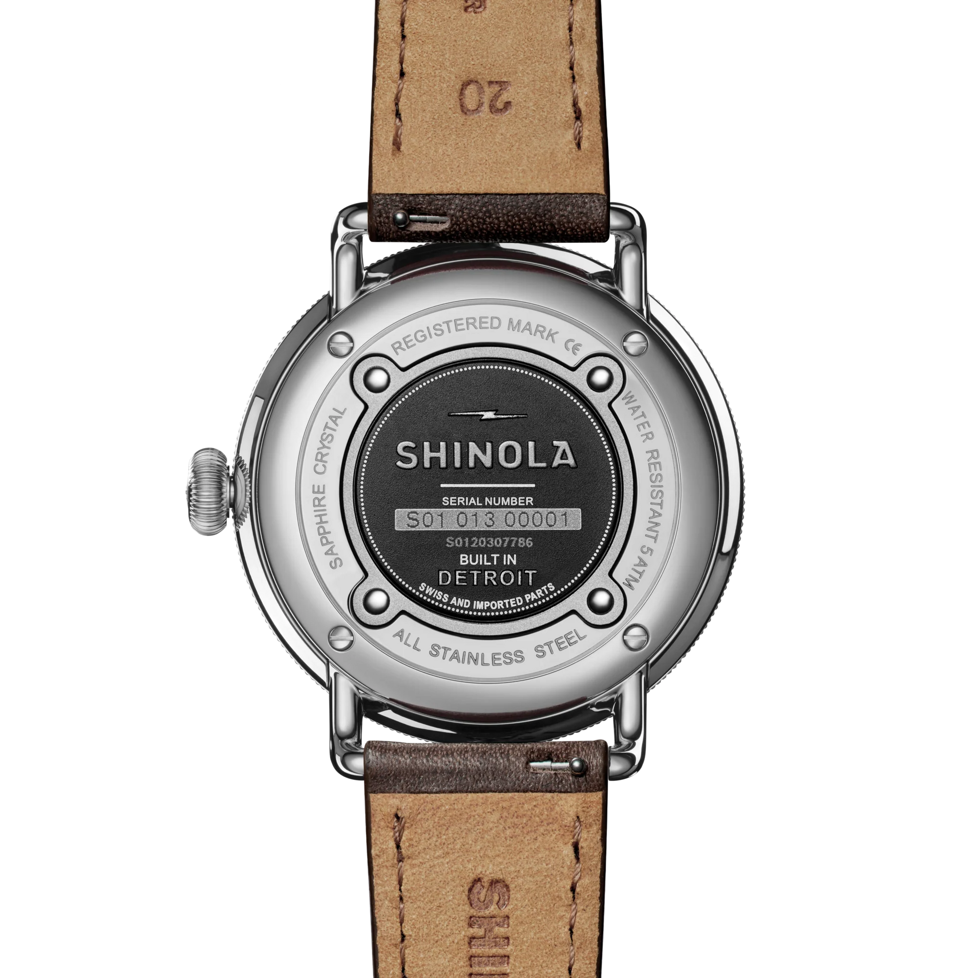 Shinola Canfield 43mm Dark Olive Dial Brown Leather Strap Watch