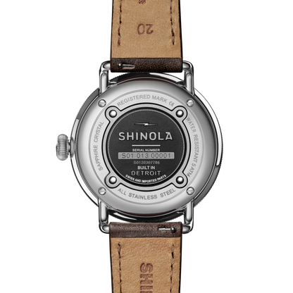 Shinola Canfield 43mm Dark Olive Dial Brown Leather Strap Watch
