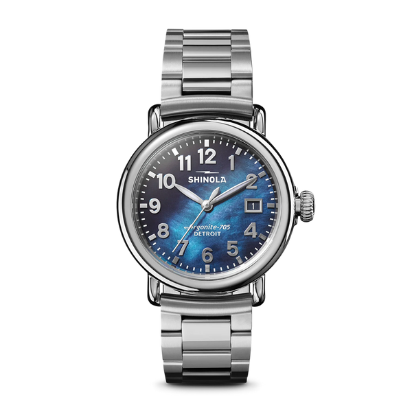 Shinola Runwell 36mm Cadet Blue Mother of Pearl Dial Stainless