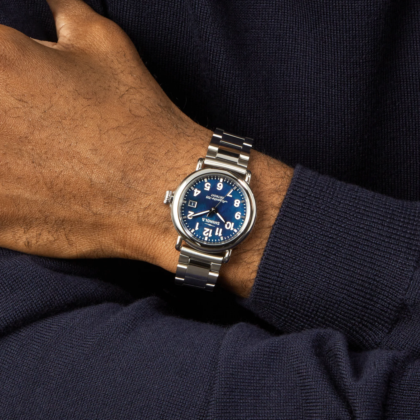 Shinola Runwell 36mm Cadet Blue Mother of Pearl Dial Stainless Steel Bracelet Watch
