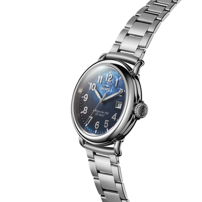 Shinola Runwell 36mm Cadet Blue Mother of Pearl Dial Stainless Steel Bracelet Watch
