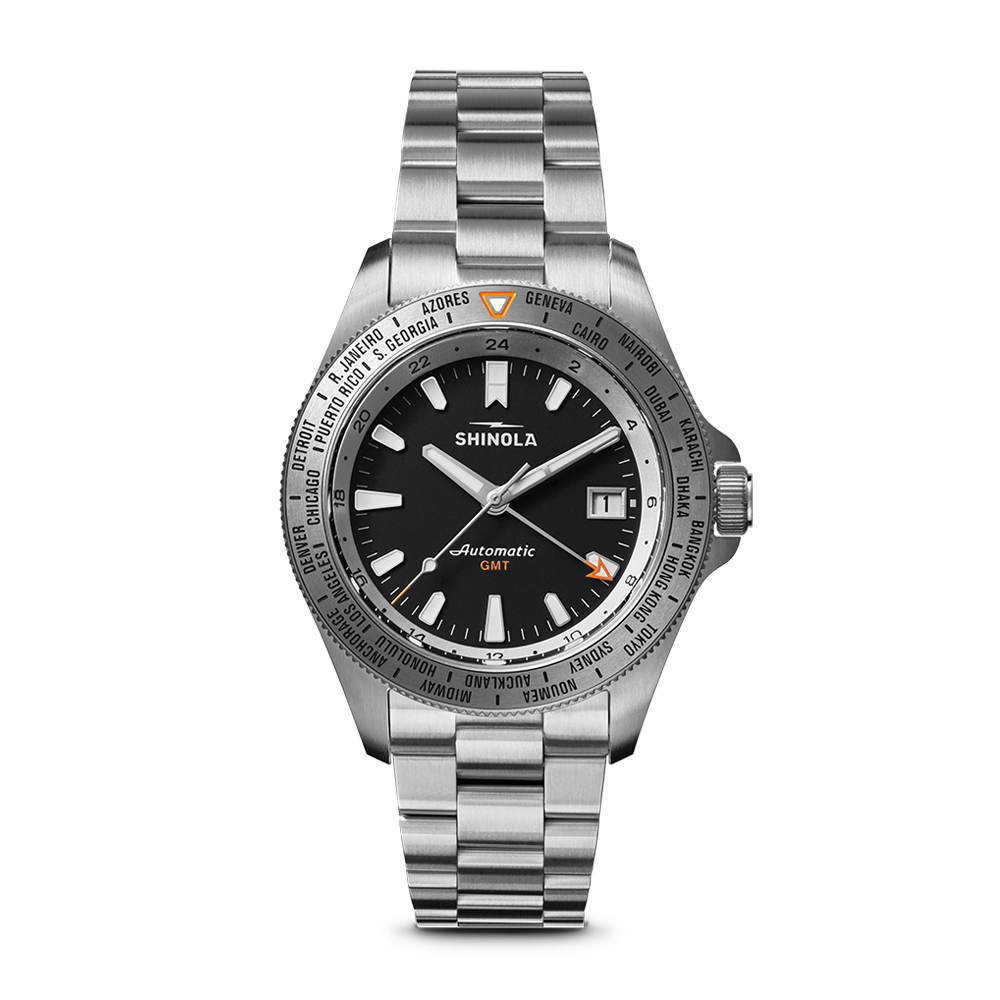 Shinola Monster GMT Worldtimer 40mm Black Dial Stainless Steel