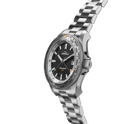 Shinola Monster GMT Worldtimer 40mm Black Dial Stainless Steel Bracelet Watch