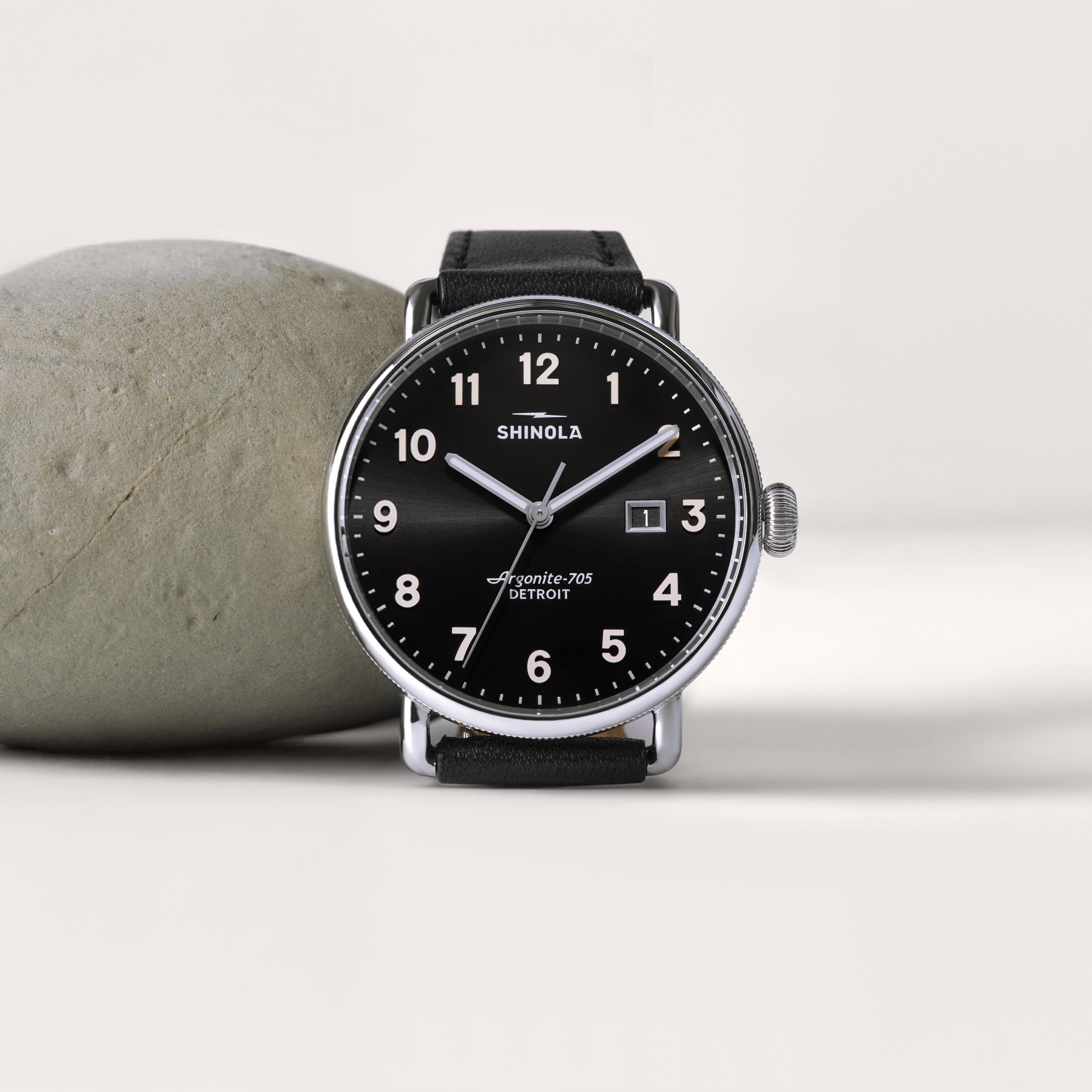 Shinola Canfield 38mm Black Dial Black Leather Strap Watch – King