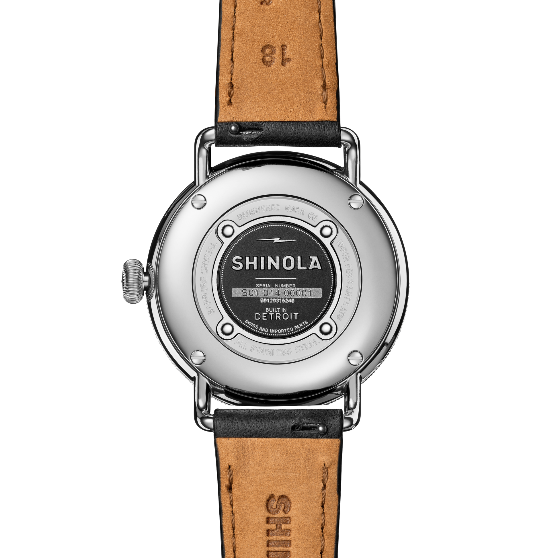 Shinola Canfield 38mm Black Dial Black Leather Strap Watch