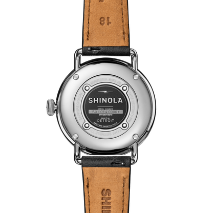 Shinola Canfield 38mm Black Dial Black Leather Strap Watch