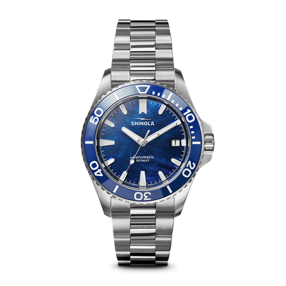 Shinola Monster Lake Michigan 39mm Lake Blue Mother of Pearl Dial