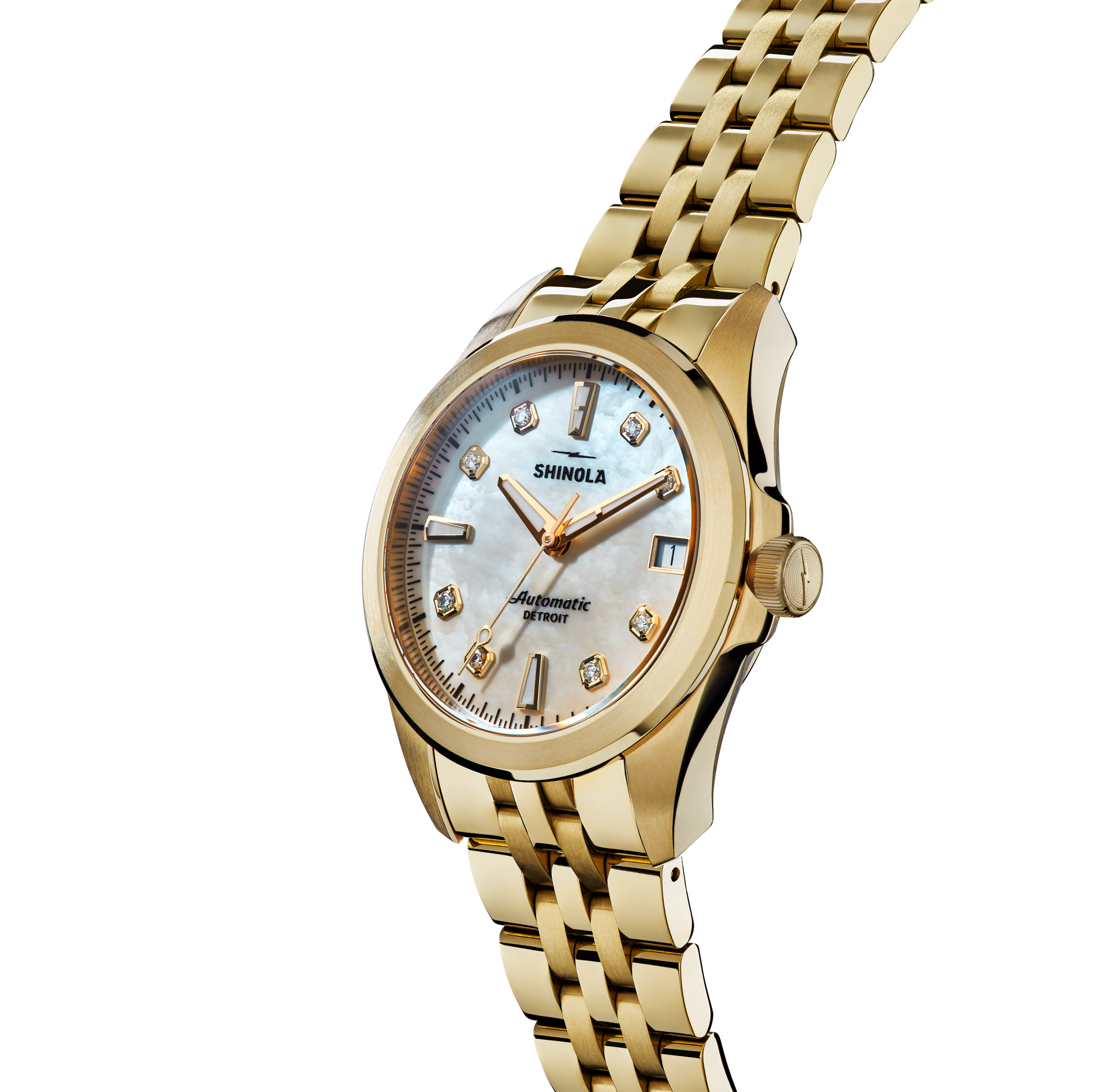 Shinola Circadian Monster 36mm White Mother of Pearl Diamond Dial Two-Tone Bracelet Watch