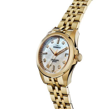 Shinola Circadian Monster 36mm White Mother of Pearl Diamond Dial Two-Tone Bracelet Watch