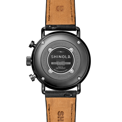 Shinola Canfield Sport 40mm Black Dial Black Leather Strap Chronograph Watch