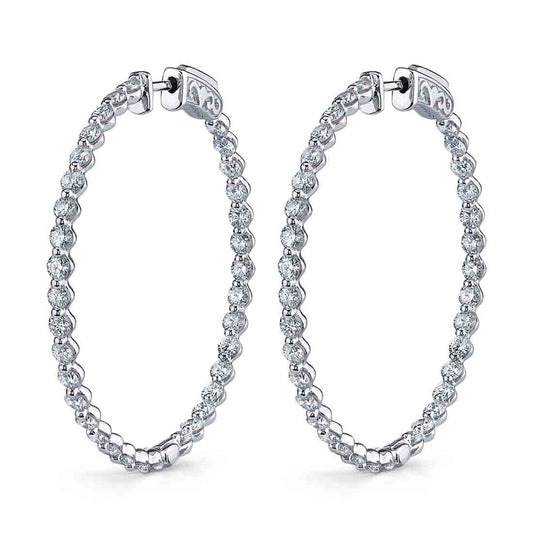 Sylvie 14K White Gold 3.00ct Diamond Hoop Earrings