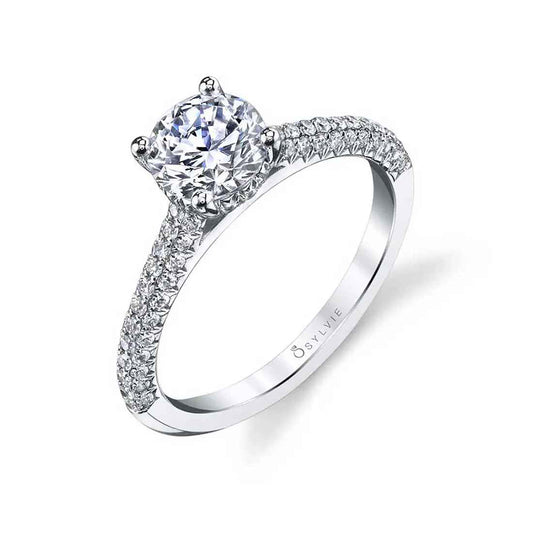 Sylvie Elienor 18K White Gold Round Engagement Ring Mounting