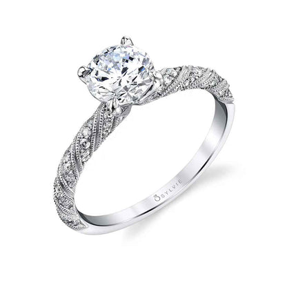 Sylvie Bella 18K White Gold Round Engagement Ring Mounting