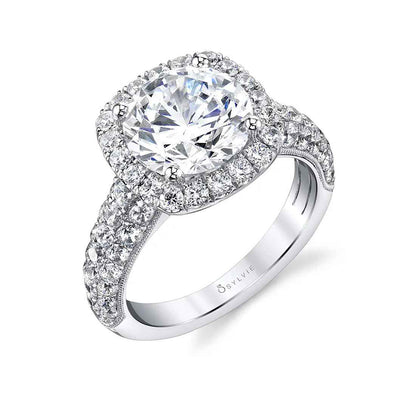 Sylvie Amara Platinum Round Engagement Ring Mounting