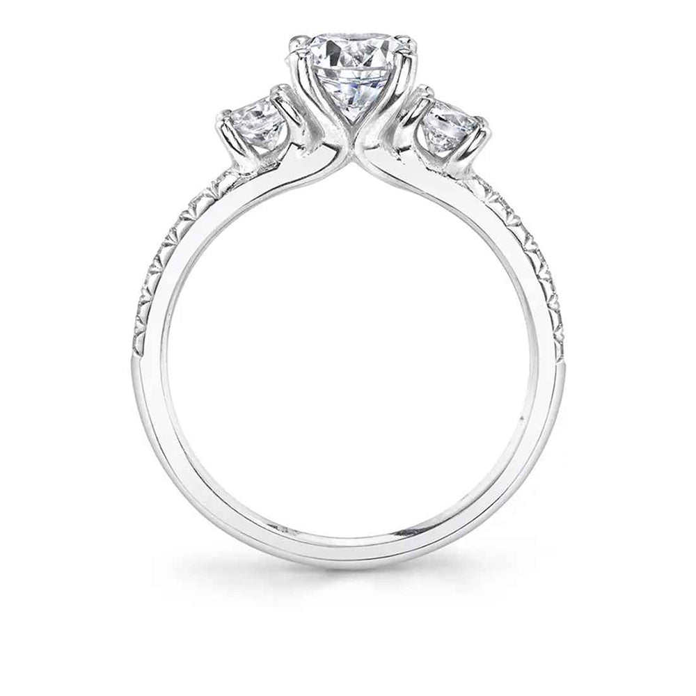 Sylvie Gemma 18K White Gold Three Stone Engagement Ring Mounting