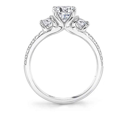 Sylvie Gemma 18K White Gold Three Stone Engagement Ring Mounting