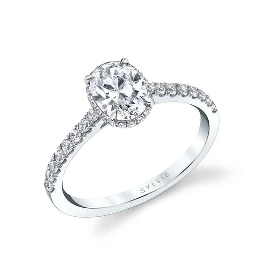 Sylvie Anastasia 18K White Gold Oval Engagement Ring Mounting