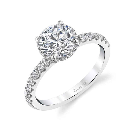 Sylvie Xenia 18K White Gold Round Engagement Ring Mounting