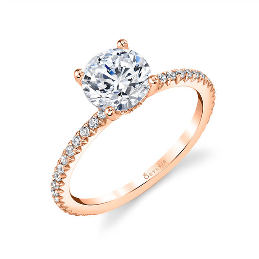 Sylvie 18K Rose Gold Round Engagement Ring Mounting