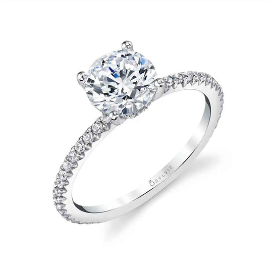 Sylvie Maryam 18K White Gold Round Engagement Ring Mounting