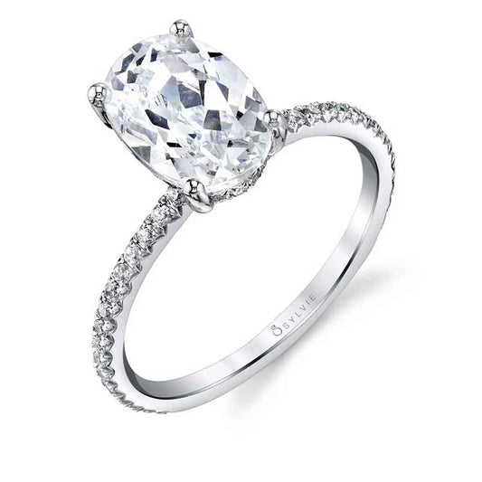Sylvie Maryam 18K White Gold Oval Engagement Ring Mounting