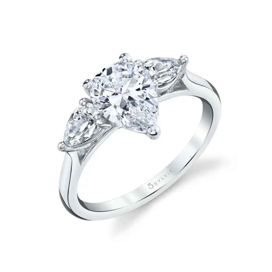 Sylvie Martine 0.50ct 3-Stone Pear Engagement Ring Mounting