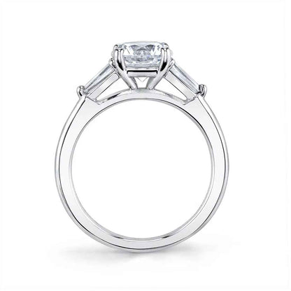 Sylvie Nicolette 18K White Gold Oval 3-Stone Engagement Ring Mounting